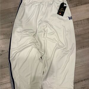 Needles White Men's Shorts with Blue Stripes